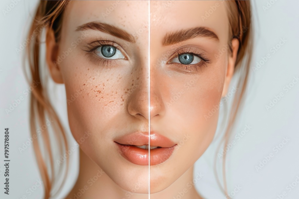 Poster skincare advancements integrate anti-aging solutions into skin aging processes, contrasting regimens