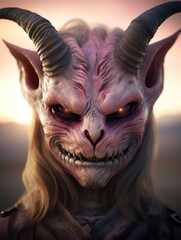 Obraz premium a person with horns and a scary face
