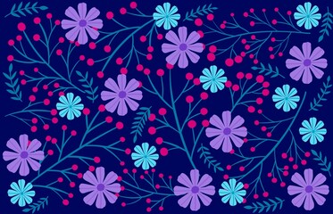 Fototapeta premium Spring botanical blooming hand drawn flowers illustration design for fashion, fabric, textile, wallpaper, banner, cover, print, poster, web , wrapping and greeting and invitation card