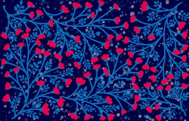 Spring botanical blooming hand drawn flowers illustration design for fashion, fabric, textile, wallpaper, banner, cover, print, poster, web , wrapping and greeting and invitation card