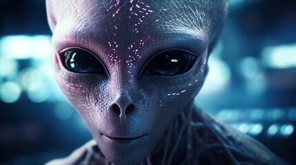 a close up of a alien