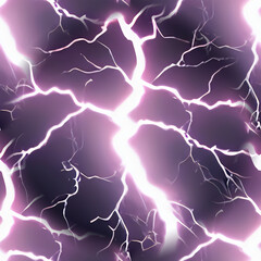 Seamless background with bright purple lightning bolts on a black background. Black and purple seamless abstraction with a pattern.