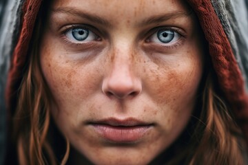 a close up of a woman's face