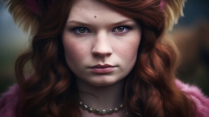 Fototapeta premium a woman with freckles and red hair