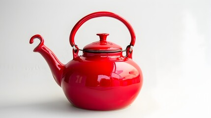 Vibrant Crimson Red Ceramic Teapot Adds Bold Accent to Stylish Home Decor