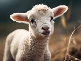 Obraz premium a close up of a baby sheep