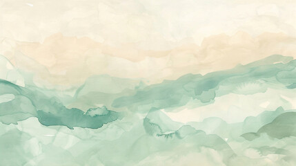 Contemporary gouache wallpaper in seafoam and beige for a relaxing environment.