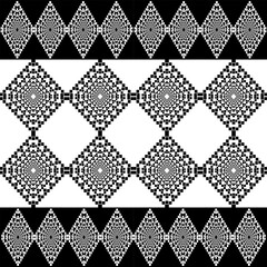 Yakan weaving inspired vector seamless pattern - Filipino folk art background perfect for textile or fabric print design in black and white. 