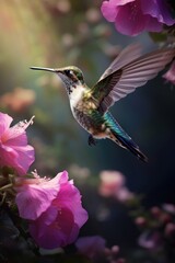 Naklejka premium Hummingbird flower geranium blossom.