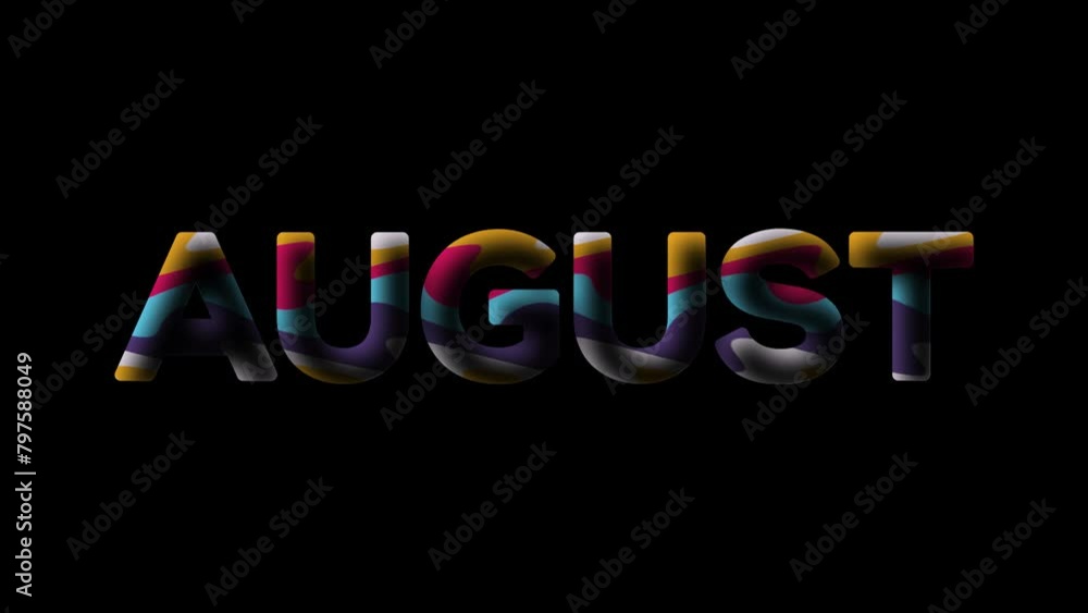 Poster august animation text video with wave style on dark background