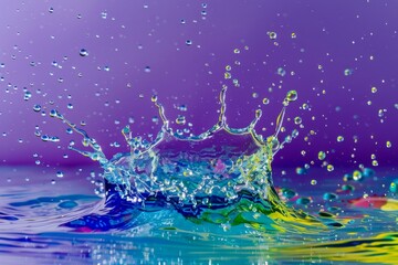 Colorful liquid splash on vibrant background