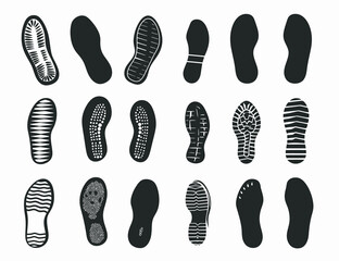 a bunch of different types of shoes on a white background