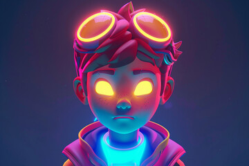 3d game character cartoon portrait glow effect