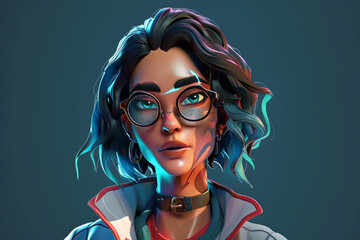 3d game character cartoon portrait glow effect