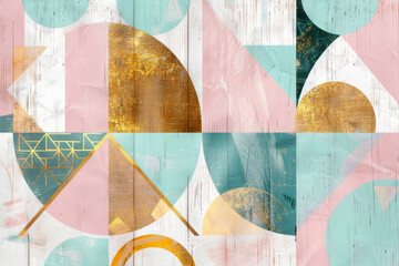 Modern Geometric Collage with Gold Accents