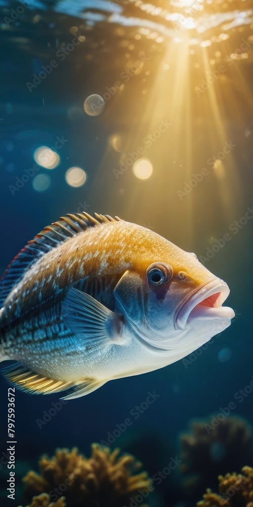 Wall mural sole fish underwater background