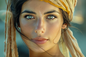 Ancient Greek Woman.  Generated Image.  A digital rendering of a pretty, young woman in ancient Athens, Greece.