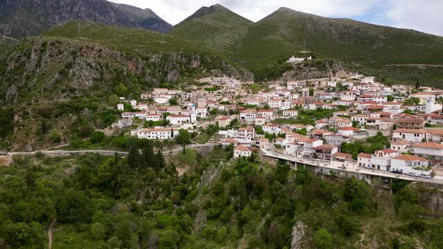 Aerial Views of Dhermi Old Town: Exploring Mediterranean Charm on Albania's Southern Coast