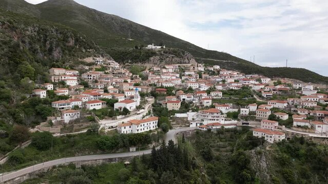 Drone Footage: Discovering the Picturesque Dhermi Old Town and its Stone Houses on Albania's Southern Coast