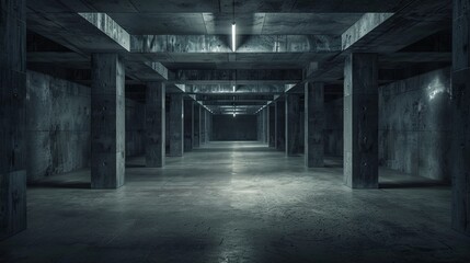 Mysterious Concrete Underground Passage with Dramatic Lighting