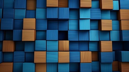 3d cubes in blue color, simple design, simple shapes, wood grain. For Design, Background, Cover, Poster, Banner, PPT, KV design, Wallpaper