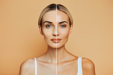 Womans aging stages depicted through skin treatments introduce anti-aging face care, transforming aging discussions with integrated stages.