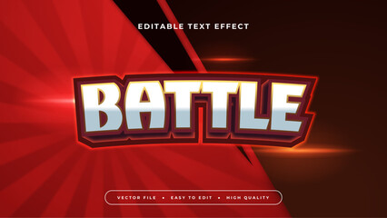Red white and gray grey battle 3d editable text effect - font style