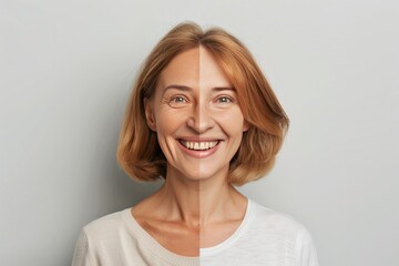 Visual effectiveness in aging discussions introduces anti-wrinkle treatments, emphasizing aging skincare regimens and facial symmetry effects.