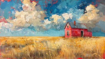 Bold strokes capture the essence of urban life against the backdrop of Texas prairie, a striking composition. 