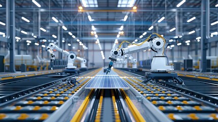 Fototapeta premium Solar panel mass production system