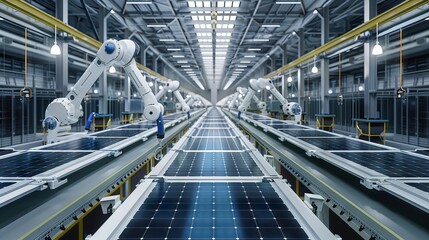 Obraz premium Solar panel mass production system