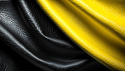 Unique black and yellow leather fabric