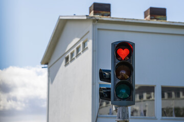 Heart shaped red trafic light
