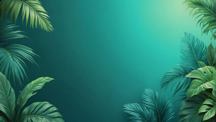 Fototapeta na wymiar Tropical gradient background with lush green and turquoise blue.