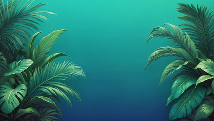 Tropical gradient background with lush green and turquoise blue.