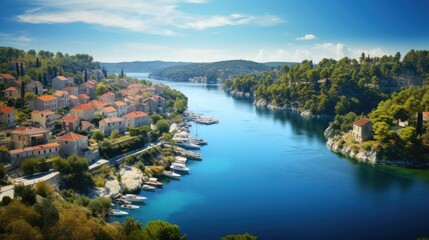 Obraz premium a stunning aerial view that showcases the town's unique beauty and charm from above