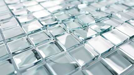 Glass and Mirror Mosaic Without Reflections on White Background

