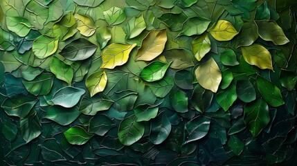 Interlocking patterns of eco-friendly green tones form an abstract tableau of natural harmony. 