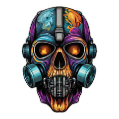Detailed skull Head wearing a gas mask Illustration 