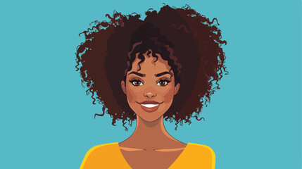 Strong Black woman with curly hair smiles and looks d