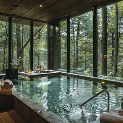 Family relaxation in a spa with a forest backdrop, natureinspired treatments, and organic wines