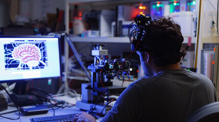 In a neuroscience lab, researchers map the neural pathways of the brain, unlocking the secrets of consciousness and cognition.