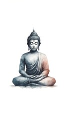 Watercolor illustration for buddha day with buddha in a meditative pose.
