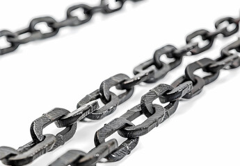 steel chain with gray metal and white background