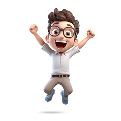 3d cute young man character act happy