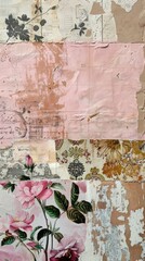 Vintage wallpaper collage art home decor.