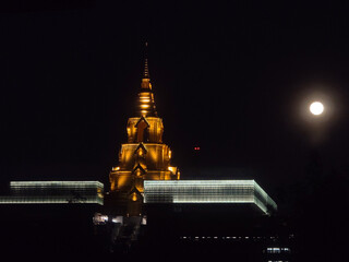 New Thai Parliament or Sappaya Saphasathan building during the full moon in Bangkok at Thailand.