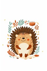 Cute Hedgehog Autumn Illustration
