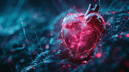 Cybernetic mesh evolves with each digital heartbeat. - obrazy, fototapety, plakaty