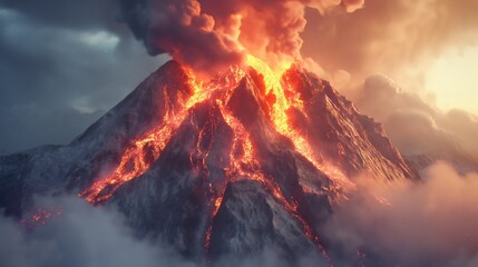 Fury Unleashed: Nature's Power Revealed in the Eruption of a Volcano